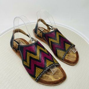 LArtiste Spring Step Sandals Lailah 38 7.5 8 Purple Black Chevron Artist…